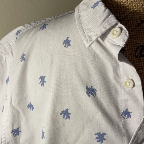 Quicksilver Palm Print Short Sleeve Button Down Cotton Blend Shirt - Picture 10 of 12